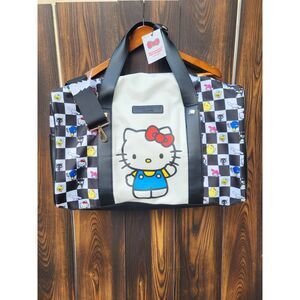 NWT Sanrio Hello Kitty and Friends Large Travel Bag Carry On Black White Check